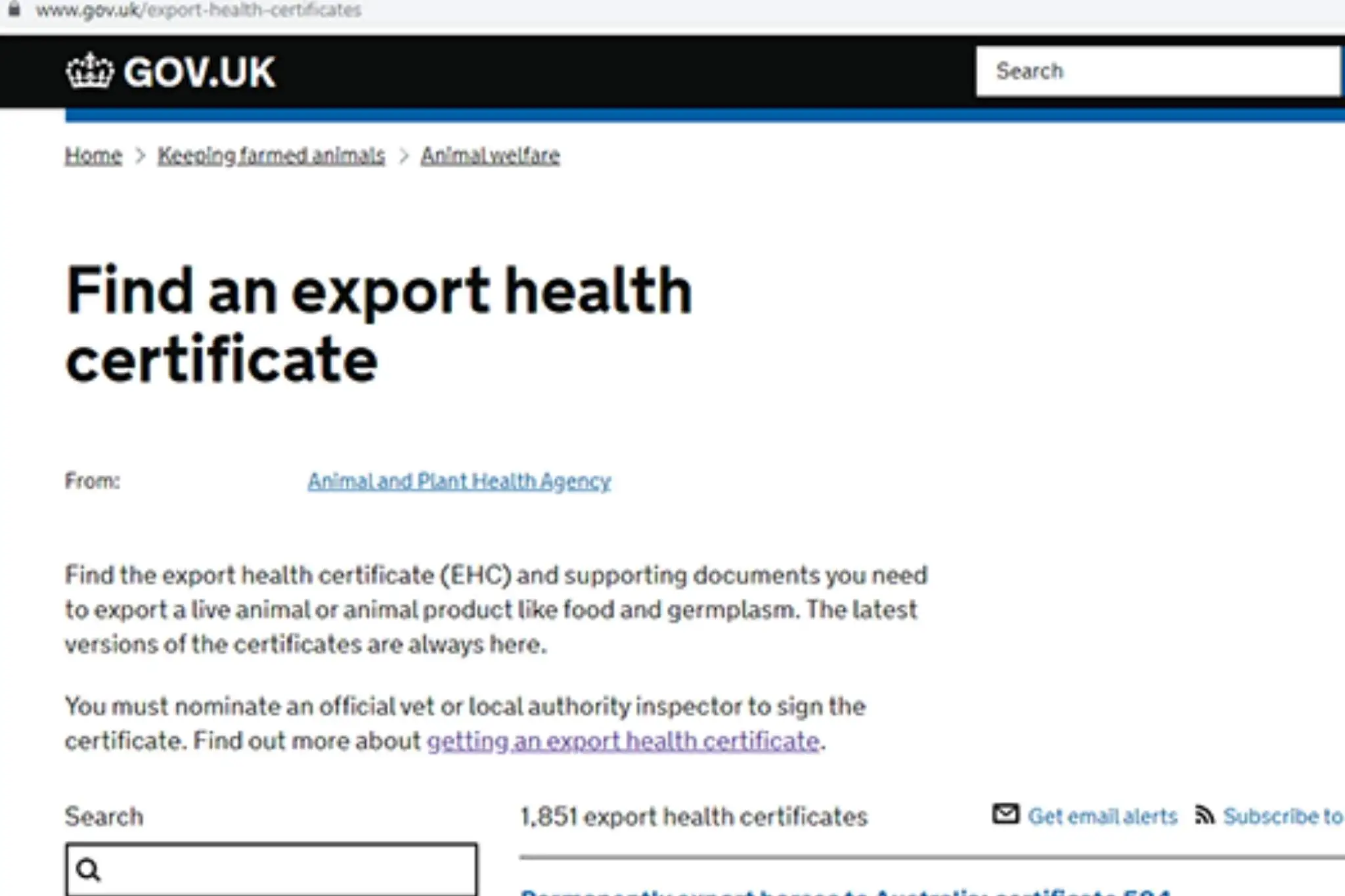 what is an ehc certificate