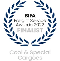 2022 BIFA Freight Service Awards finalist certificate for top logistics performers.